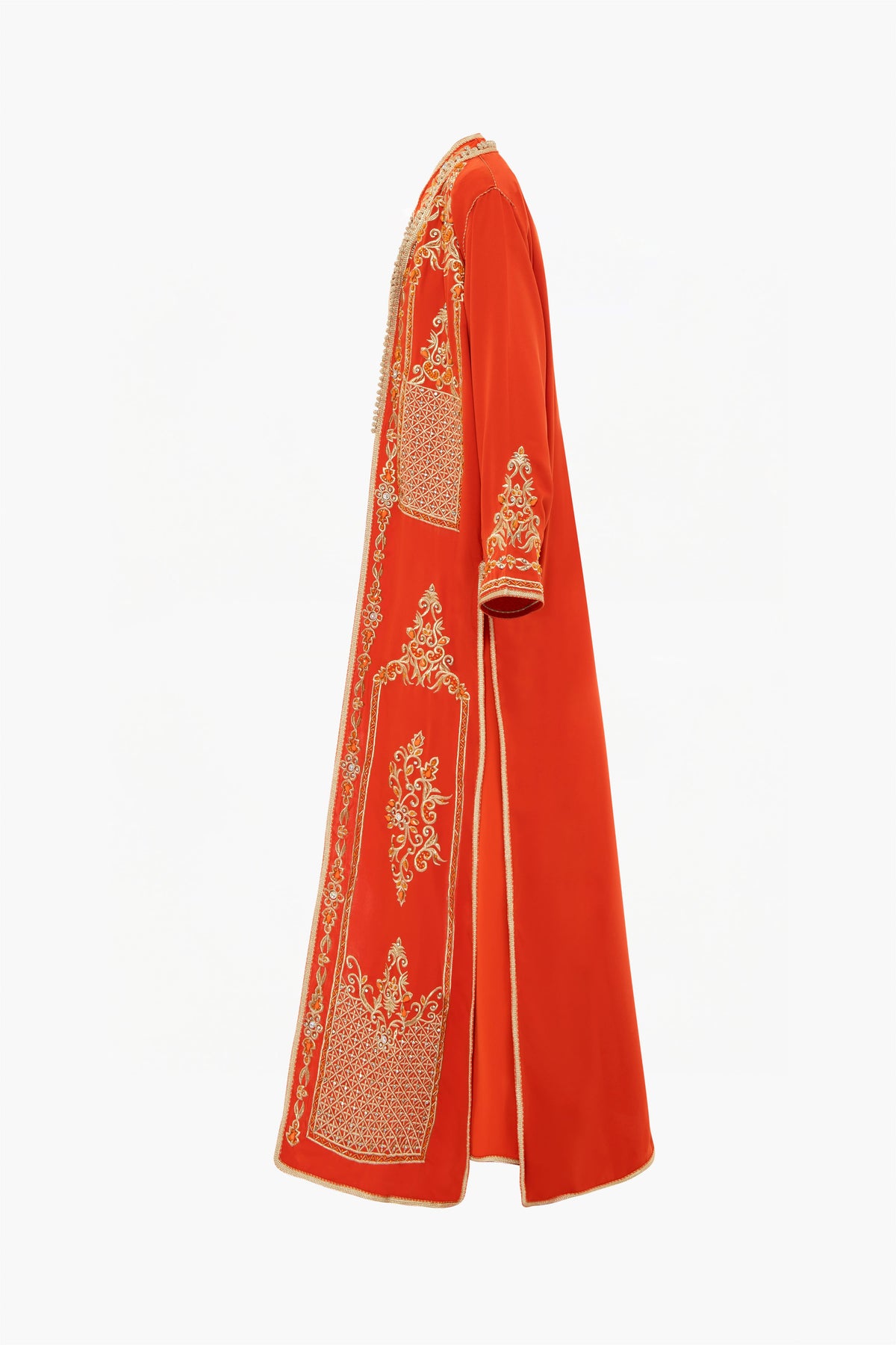 Kaftan Orange Silk Handcrafted