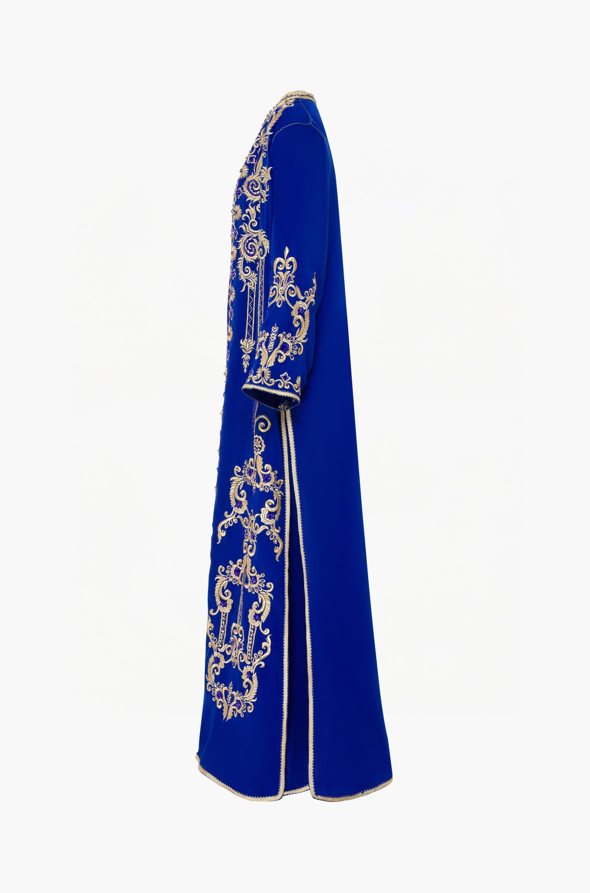 Kaftan Electric Blue Silk Handcrafted
